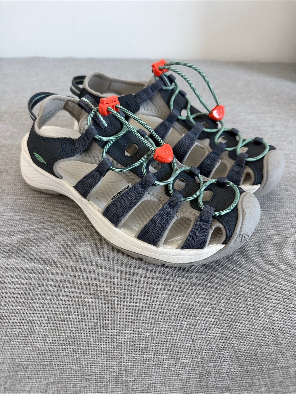 Keen Astoria West performance hiking water sandals in Navy and Orange